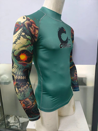 Men's Sports T -shirt Quickly Drying Bodybuilding Fitness Tight Rashguard UV Protection Swimsuit Swimming Shirt Surfing Rash