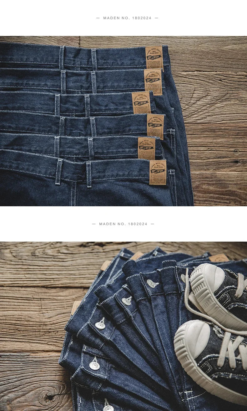 Wide Leg Pants 11.5 Oz Dark Blue Jeans Oversize Pants For Men Size 28 To 36 Baggy Jeans Loose Straight Trousers Workwear