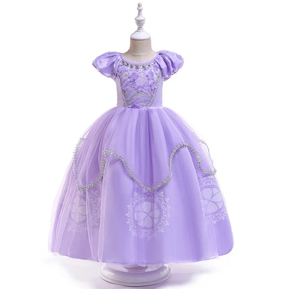 Girls Sofia Rapunzel Party Dress Carnival Halloween Costumes Birthday Princess Prom Dresses Sophias Puff Sleeve Ball Gown
