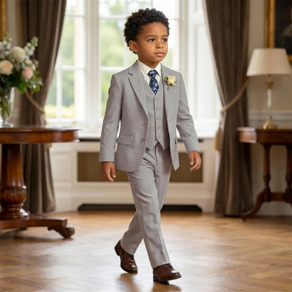SHIP TODAY Linen 4-Piece Suit Set for Boys Children Formal Suit Attire Jacket Vest Pants Tie Luxury Kids Summer Wedding Suits