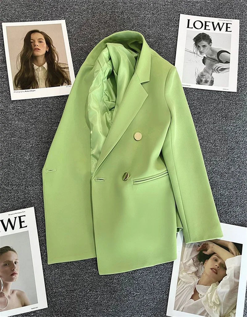 Spring Autumn High Quality Long Sleeve Female Blazer Double Button Jacket Ladies Business Work Wear Formal Coat Women Outerwea