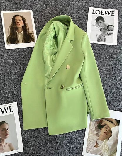 Spring Autumn High Quality Long Sleeve Female Blazer Double Button Jacket Ladies Business Work Wear Formal Coat Women Outerwea