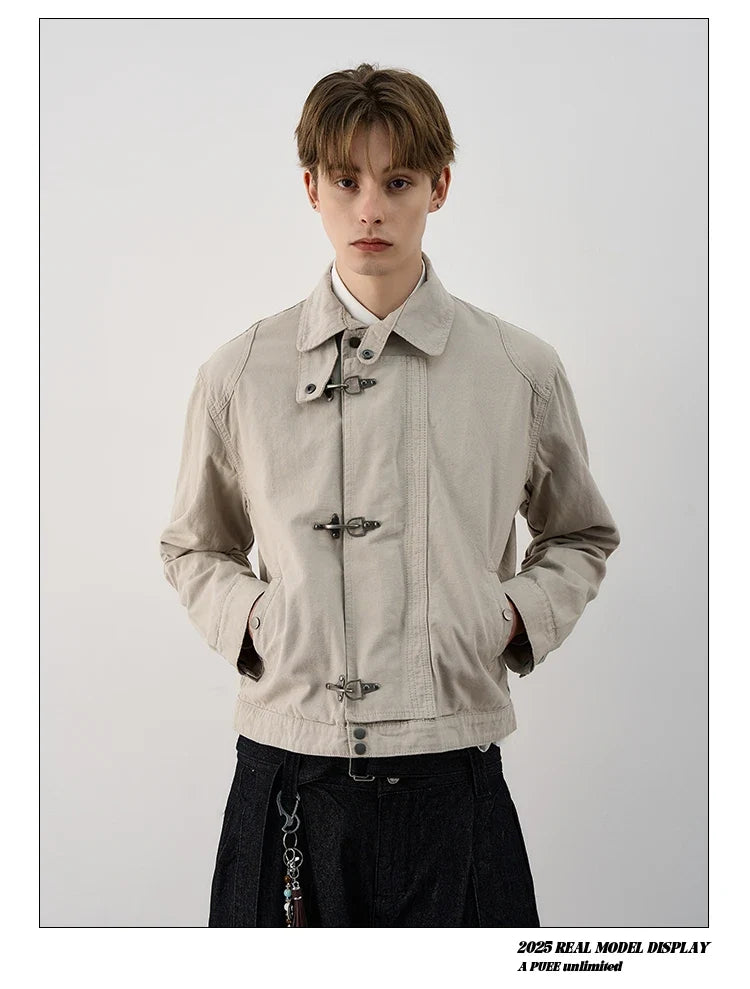 Harajuku Retro Black Gothic High Street Airplane Buckle Jacket for Men and Women Korean Fashion Y2k American Retro Casual Jacket