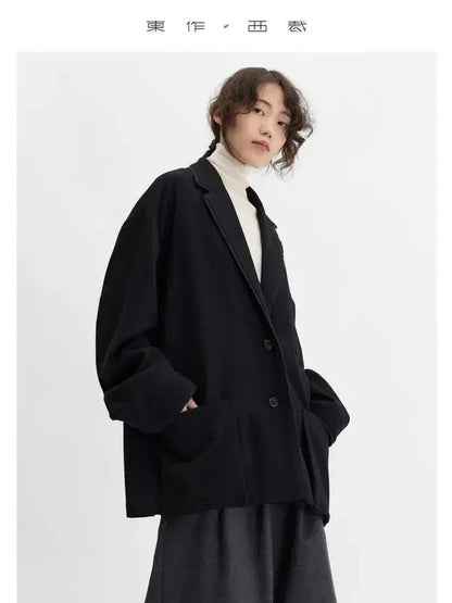 Australian Wool~Woolen Coat, Lightweight Lapel Collar, Straight Silhouette Blazer, Women's New Winter Style