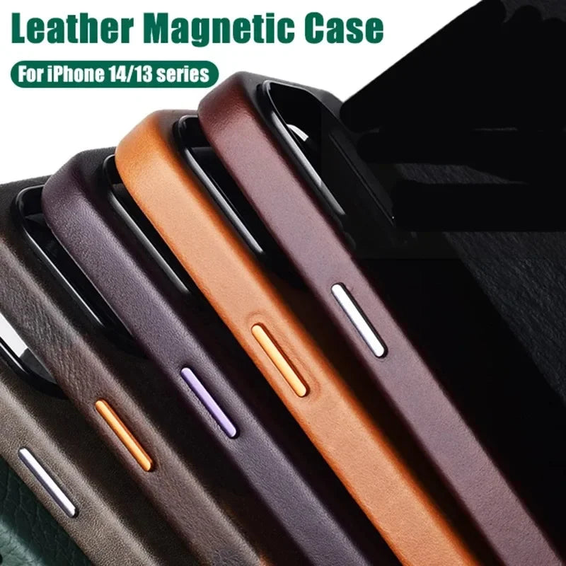 Official Magnetic Leather Case for Apple iPhone 17 Pro Max 16 13 12 14 15 Plus Original MacSafe for MagSafe Cover Accessories
