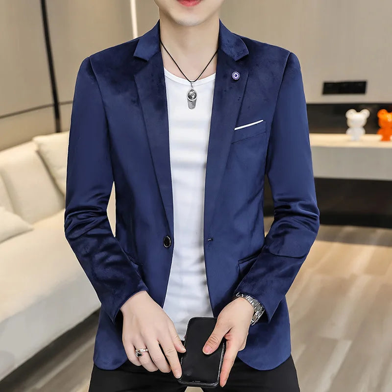 2026 New Stylish Red Mens Slim Fit Casual Blazers Green or Black Optioned Business Leisure Blue Suit Jacket, Asian Size M-4XL