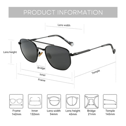 Fashion Hexagonal Geometry Polarized Sunglasses for Men Women Polygon Metal Shade Pilot Sun Glasses ZS1210