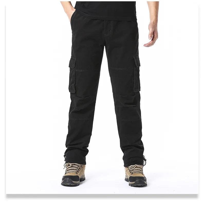 Big Size Men's Casual Sports Pants Stretch Waist Tactical Cargo Pants Man Hiking Pants Joggers Cotton Trousers