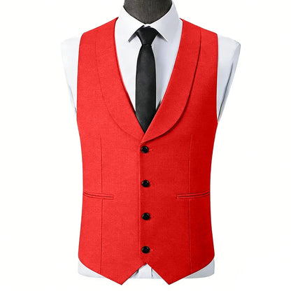 Men Vest Black Single Button With Lapel Solid Waistcoat For Wedding Banquet Business Work Office Casual Daily Men Suit Vest