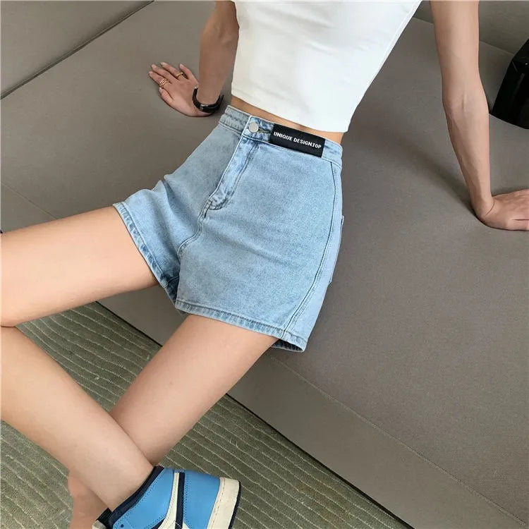 Retro Spicy Girl High Waist Skinny Denim orts Women's Summer Thin Korean Sle Cotton Stretch Tight Fit Trendy Hot Pants