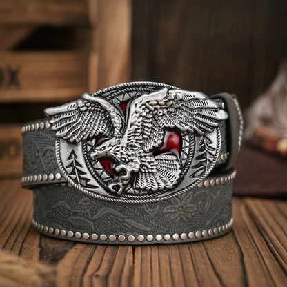 Men - Women - Western Denim - PU Leather - Belt - Vintage Jeans with Needle Buckle Brown Belt