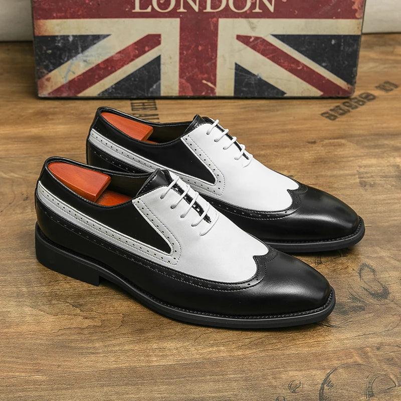 Spring black white leather shoes for men High quality wedding Dress shoes Business office loafers men shoe Luxury designer shoes
