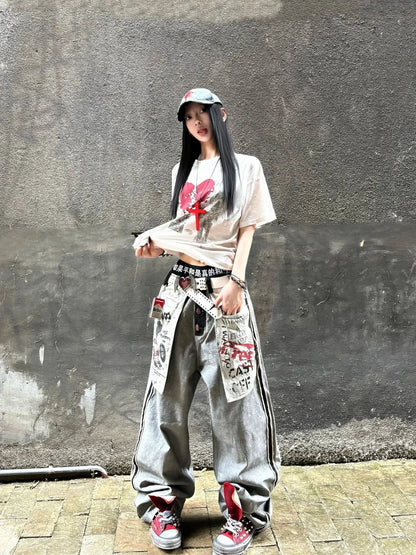 2025 Autumn Winter Women's Denim Pants Y2K Low Rise Stacked Jean Harajuku Goblin Core Cowboy Japanese Wide Fit Baggy Grunge Men