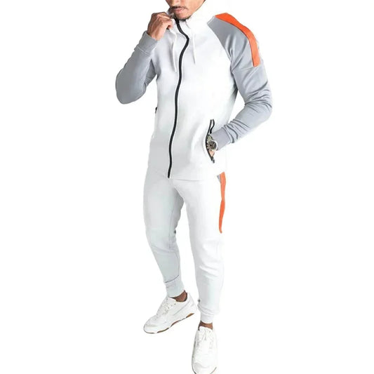 New Men's Autumn and Winter Suit Zipper Hoodie + Pants Two-piece Casual Sportswear Men's Sportswear Warm Clothing Sports Suit