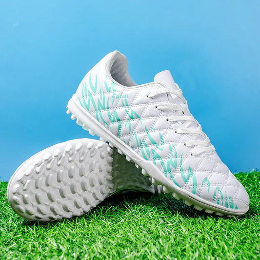 Men Women Kids Youth TF Turf Soccer Cleats PU+Fabric Upper Rubber Sole Non-Slip Wear-Resistant Training Shoes