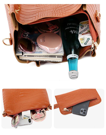 Women's Handbag 4-piece Set Women's Shoulder Bag Fashion Purse Vintage Leather Bag Large Capacity Handbag Inclined Shoulder Bag