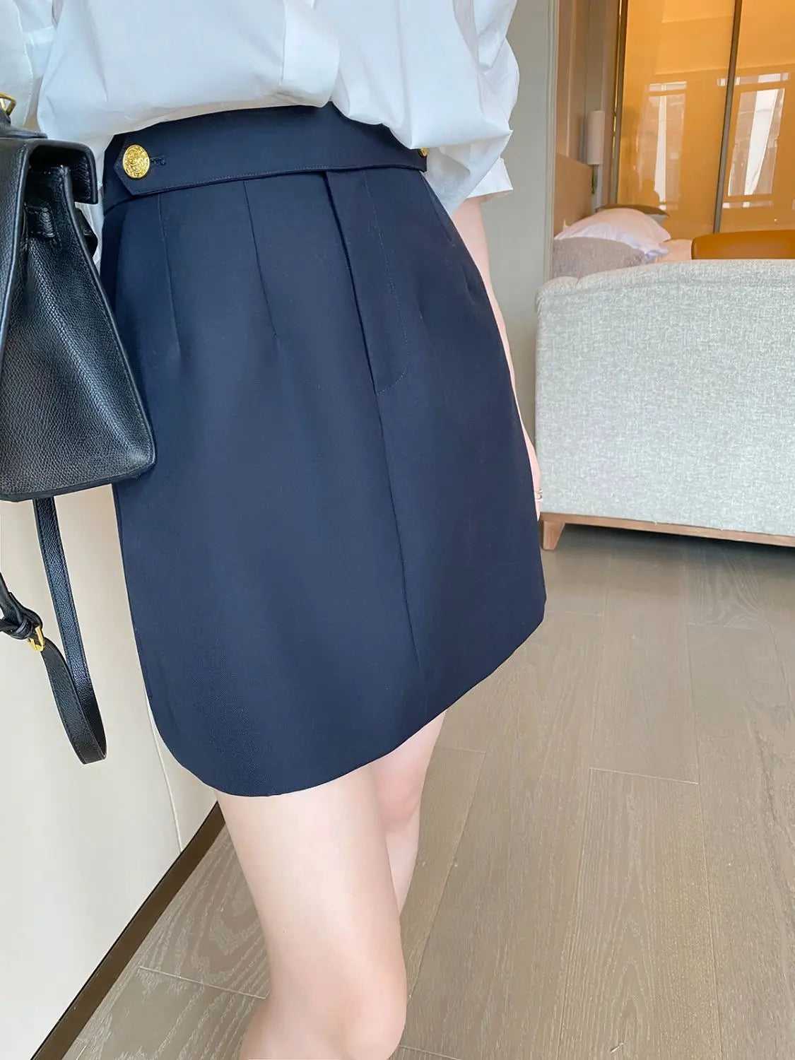 High end early autumn new fashionable small A-line skirt with buttocks wrapped, high-end gray half skirt  skirts