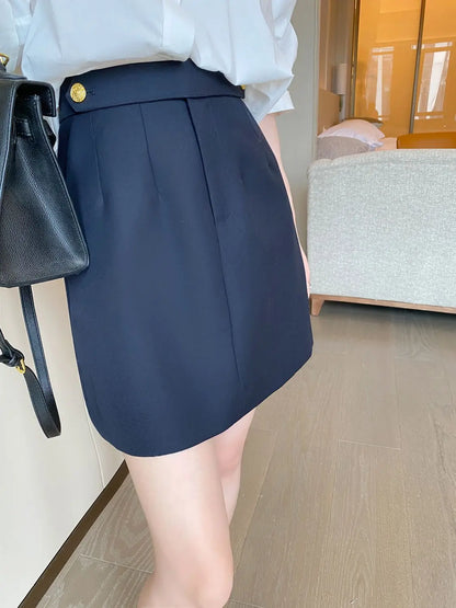 High end early autumn new fashionable small A-line skirt with buttocks wrapped, high-end gray half skirt  skirts