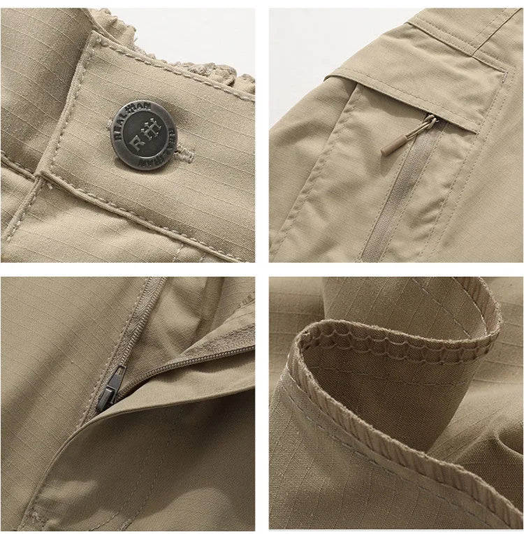 New Summer Men Thin Breathable Elastic Work Pants Outdoor Casual Sports Multi Pockets Cargo Pants Straight Tooling Trousers 3XL