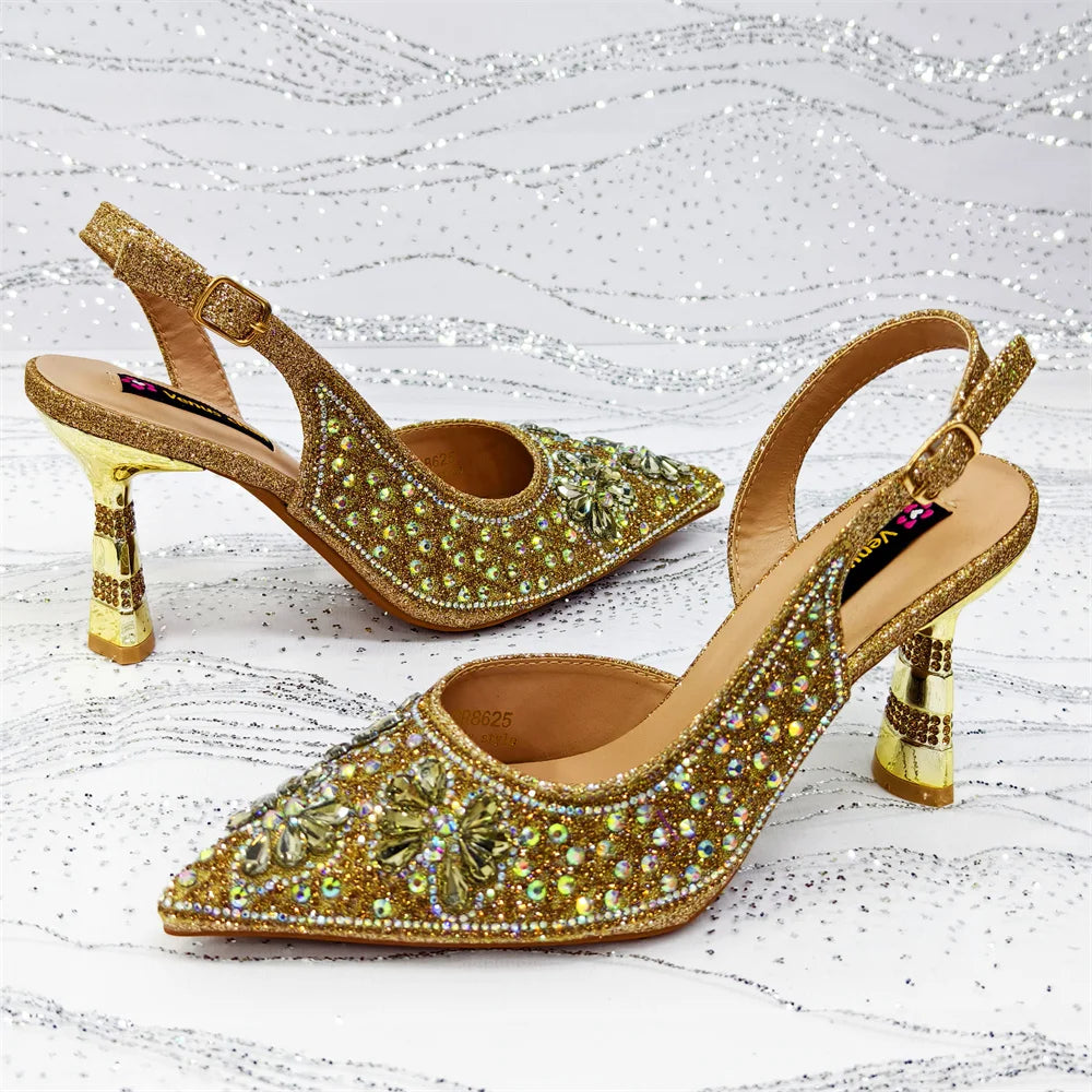 Festive Elegance: Spot Goods Dazzling Heels and Chic Long Bag Clutch Perfect Combination Of Shoes And Bag for Special Occasions
