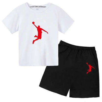 Basketball Idol Print Kids Summer Casual 2pcs T-shirts+Pants Sports Suits 3-13 Years Boys Girls Leisure Outfits Children Clothes