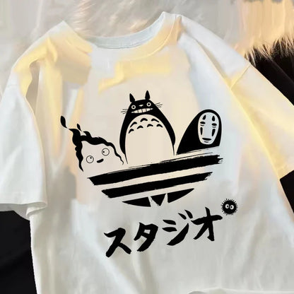 100% Cotton Japanese Anime Print Streetwear T-Shirts Female T Shirts Egirl Korean Manga Graphic Tees Tops Women Clothing