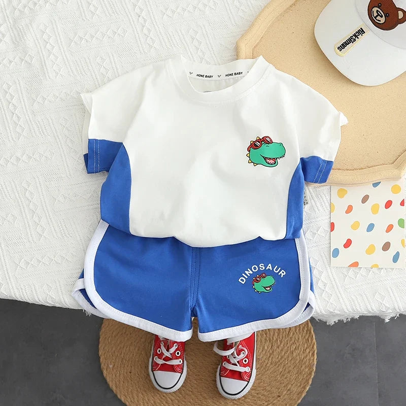 Toddler Baby Boy Girl Clothing Sets Summer Casual Infant Cute Animal Modeling 2pcs Outfits Cotton T-shirt+Shorts Kids Tracksuit