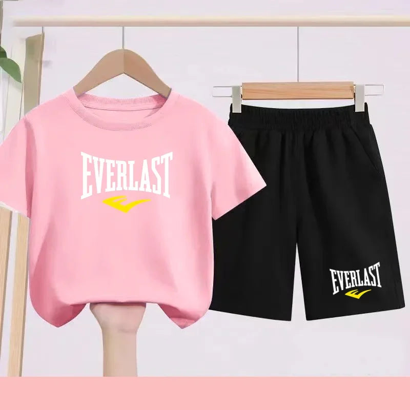T-shirt d'été pour garçons et filles, manches courtes sportives pour enfants de 7 à 13 ans, pantalons à caractères, confortables