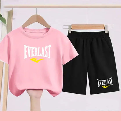 T-shirt d'été pour garçons et filles, manches courtes sportives pour enfants de 7 à 13 ans, pantalons à caractères, confortables