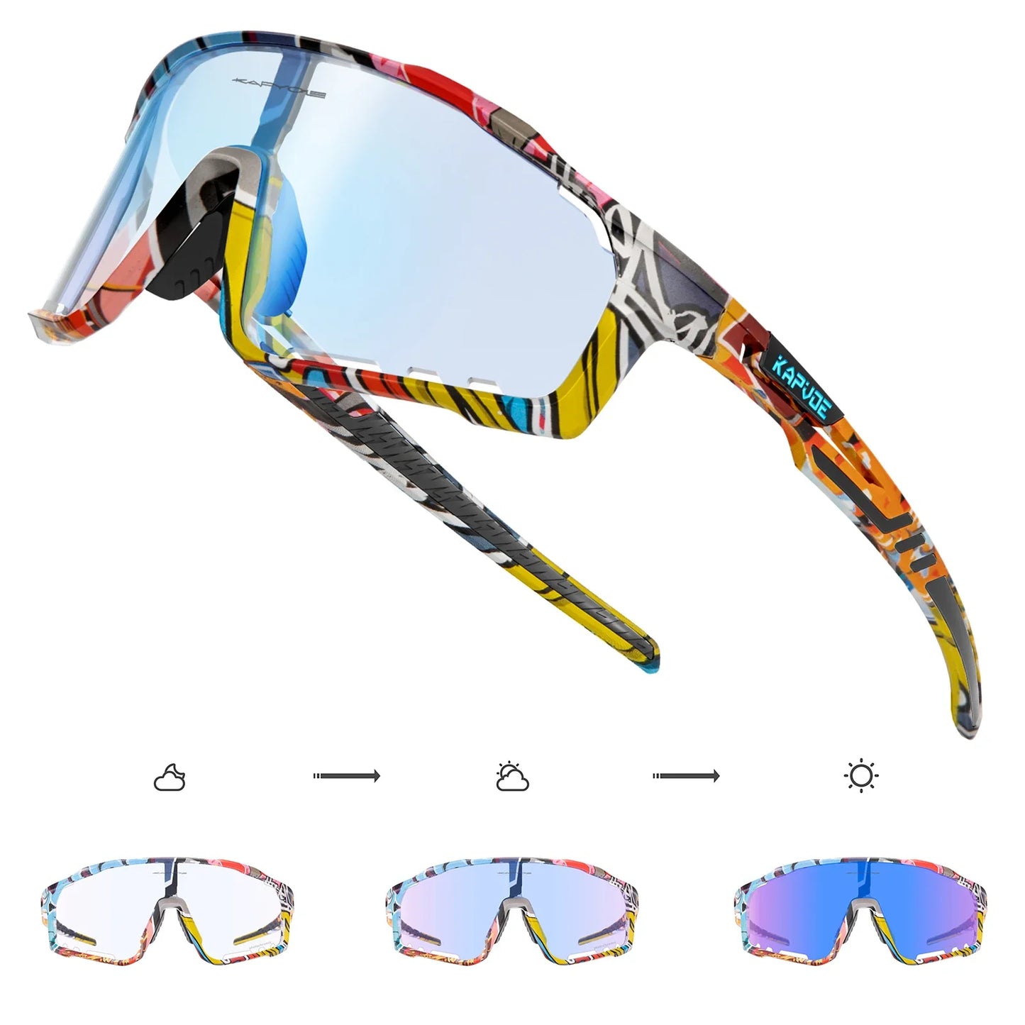 Color Photochromic Cycling Glasses MTB Sunglasses for Men Women Sport Speed Mountain Bike Bicycle Cycl Eyewear Goggle