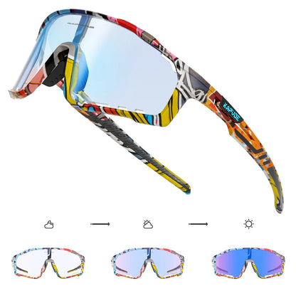 Color Photochromic Cycling Glasses MTB Sunglasses for Men Women Sport Speed Mountain Bike Bicycle Cycl Eyewear Goggle