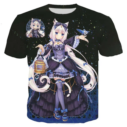 New Cool Tee For Men/women Nekopara Chocolate Vanilla 3D Printed Cute Anime Short Sleeve Harajuku Style Street Wear T-shirt Tops