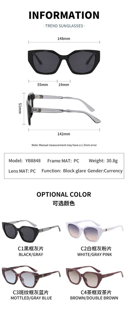 Women's Cat Eye Sunglasses for Women UV400 Gradient Lenses Casual Streetwear Shades Ladies Sun Glasses Lentes De Sol Mujer