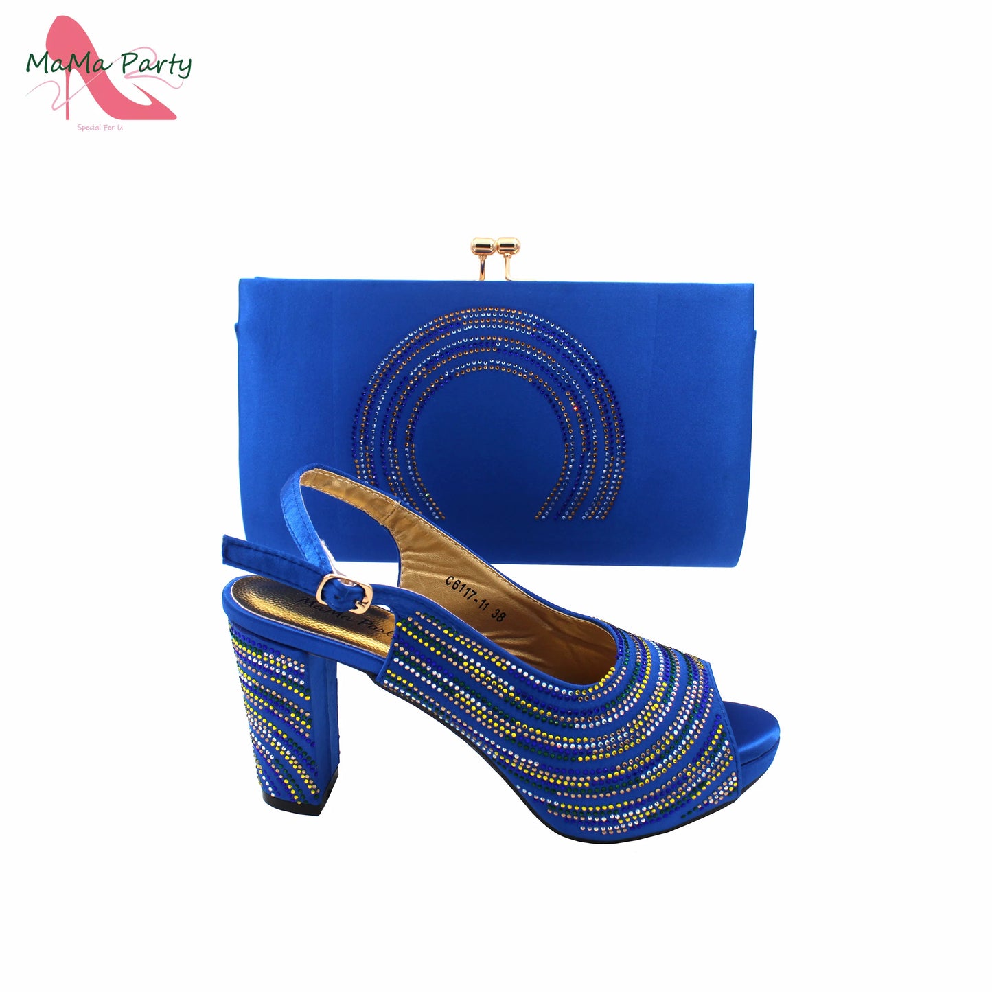 Orange Color Mature Pumps African Design Women Matching Shoes and Bag Set with Platform High Quality Sandals for Wedding