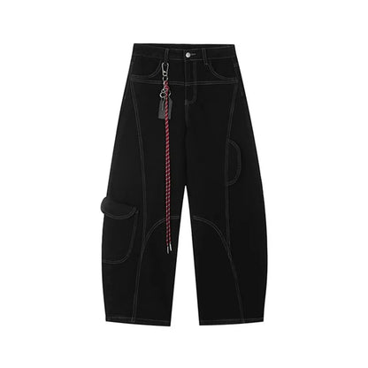 2025 Cyber Y2K Fashion Red Patchwork Baggy Cargo Jeans Pants For Men Designer Clothes Wide Leg Women Denim Trousers Ropa Hombre