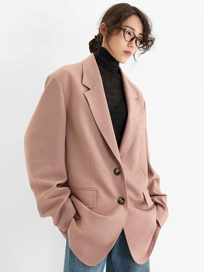 A Must-Have for Commuting~ 2026 Spring Women's Plus-Size Casual Blazer with Shoulder Pads, Oversized Loose Fit with a High-End Feel