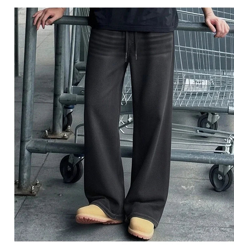 Men Pants Denim American Vintage Loose Straight Leg Trendy Fashion Comfort Commute 2026 Summer Casual Style Top
