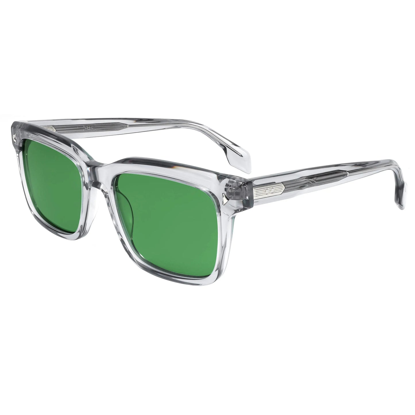 Fashion Retro Rivet Transparent Acetate G15 Green UV400 Rectangle Sunglasses Unisex Eyewear