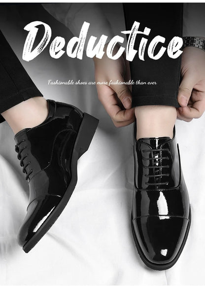 Korean Black White Leather Shoes for Men Big Size Business Casual Shoes Male Spring Autumn Lace Designer Fashion Shoe Man