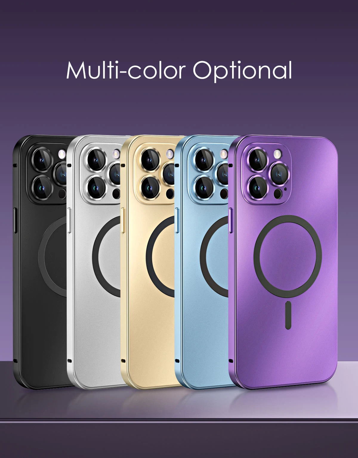 Aluminum Metal Frame Magnetic Case For iPhone 13 12 14 15 16 17 Pro Max For Magsafe Wireless Charging Lens Film PC Back Panel