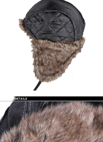 Russian Hat Unisex Thick Warm Winter Fur Hat for Men Women Windproof Leather Hat Male Female Snow Ski Trapper Earflap Cap