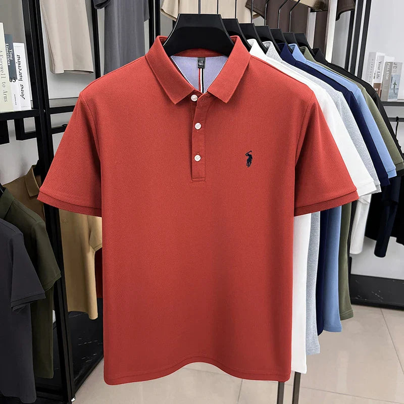 Luxury brand short sleeve men polo shirt summer ice silk breathable high-end pony embroidery design casual business Paul T-shirt