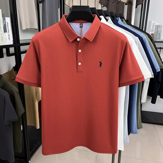 Luxury brand short sleeve men polo shirt summer ice silk breathable high-end pony embroidery design casual business Paul T-shirt