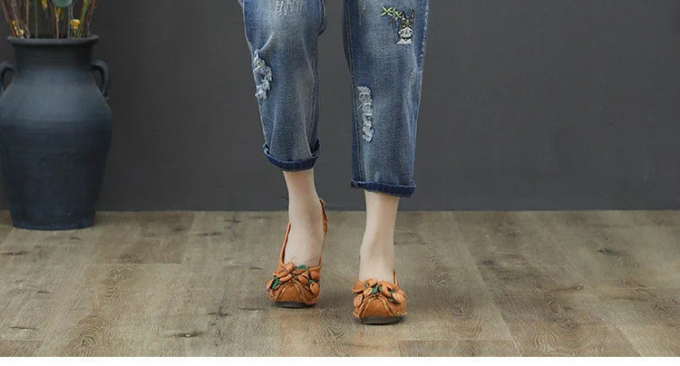 2025 Fashion Summer Streetwear Denim Trousers Ladies Vintage Elastic Jeans Womens Casual Loose Embroidery Harem Pants