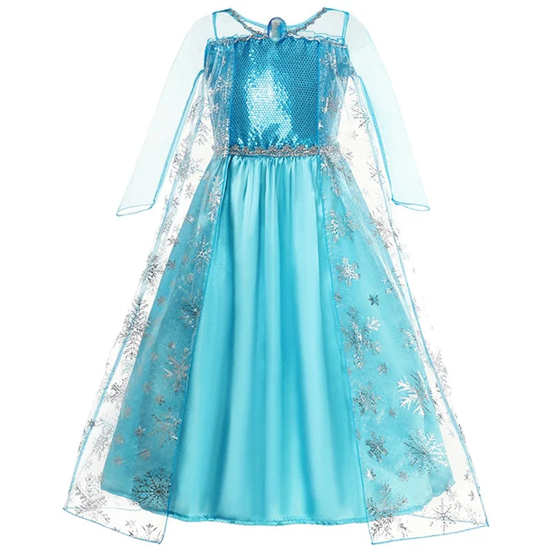Kids Princess Cosplay Costume Girl Snow Queen Dress Halloween Carnival Clothes Cute Cosplay Evening Party Clothing for 2-10 Year