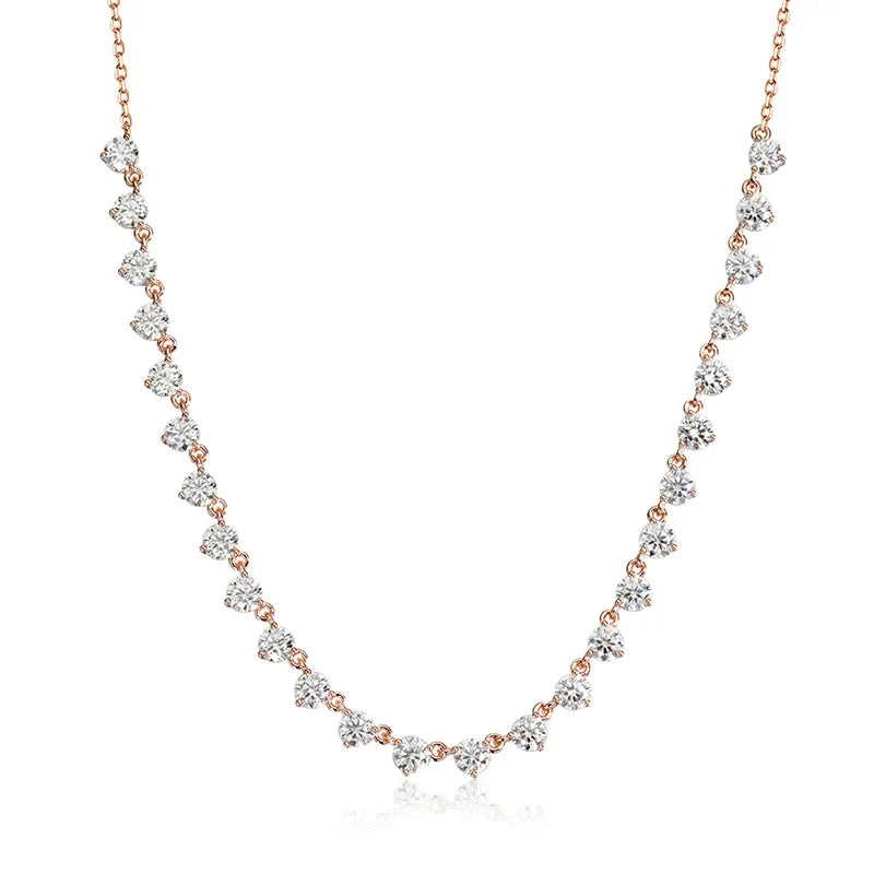 4mm All Moissanite Necklaces for Women 42cm Adjustable Chain Sparkling 1/2 Tennis Necklace 925 Sterling Silver Jewelry