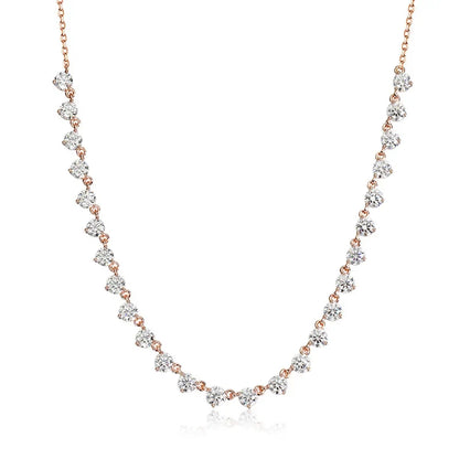 4mm All Moissanite Necklaces for Women 42cm Adjustable Chain Sparkling 1/2 Tennis Necklace 925 Sterling Silver Jewelry