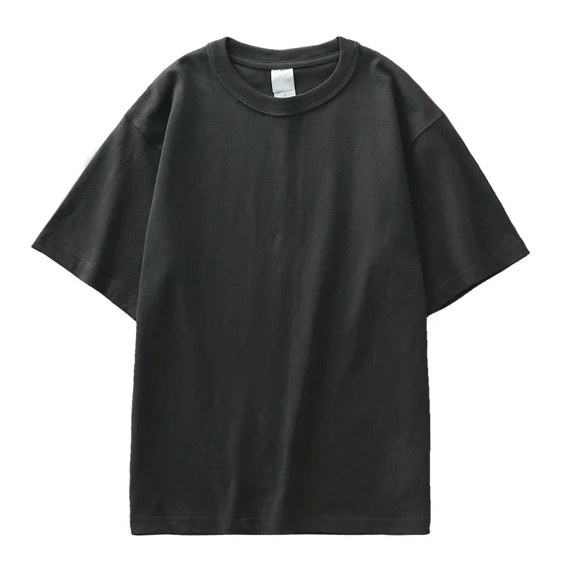 11.2oz Heavyweight 100% Cotton T-Shirt Men's Casual Solid Color Short-Sleeved White CrewNeck Thick Tops Unisex.
