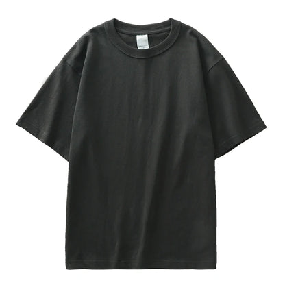 11.2oz Heavyweight 100% Cotton T-Shirt Men's Casual Solid Color Short-Sleeved White CrewNeck Thick Tops Unisex.