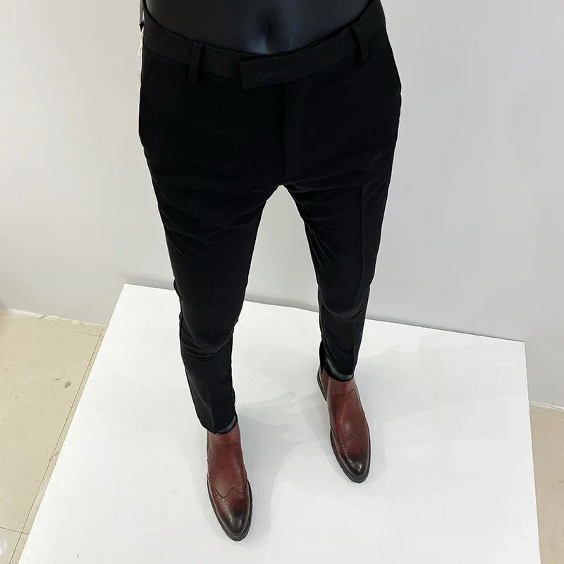 2025 Spring and Summer New Men's Casual Business Dress Pants Fashion Social Solid Wedding Party Suit Pants Slim Fit Suit Pants